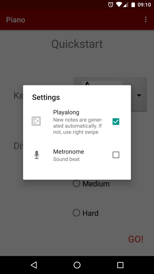 Pianoapp - settings